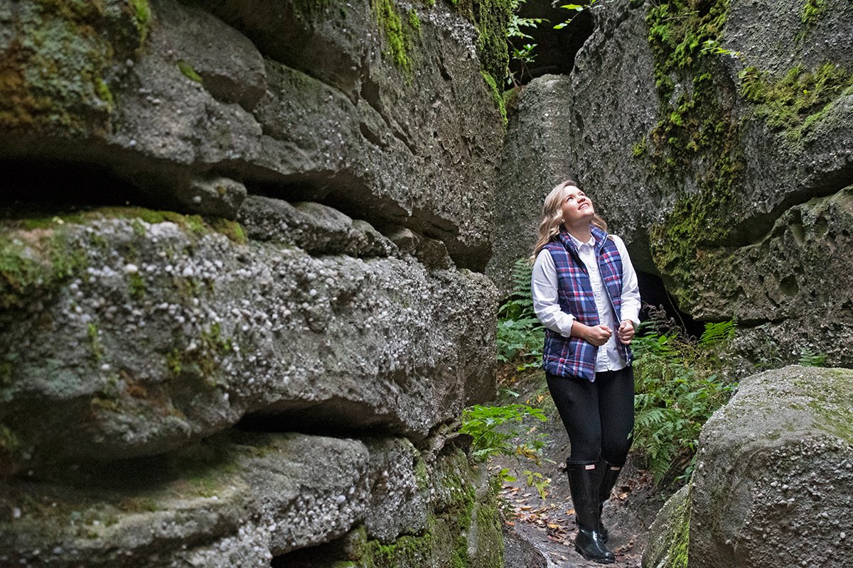 Girl admiring the Rocks at Rock City Park